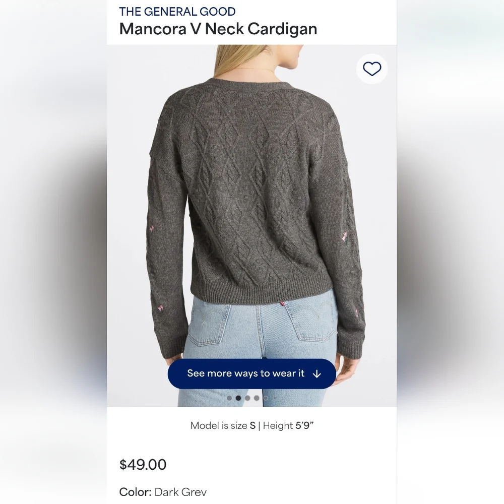 Gray Cable Knit Cardigan Sweater - Picture 3 of 3